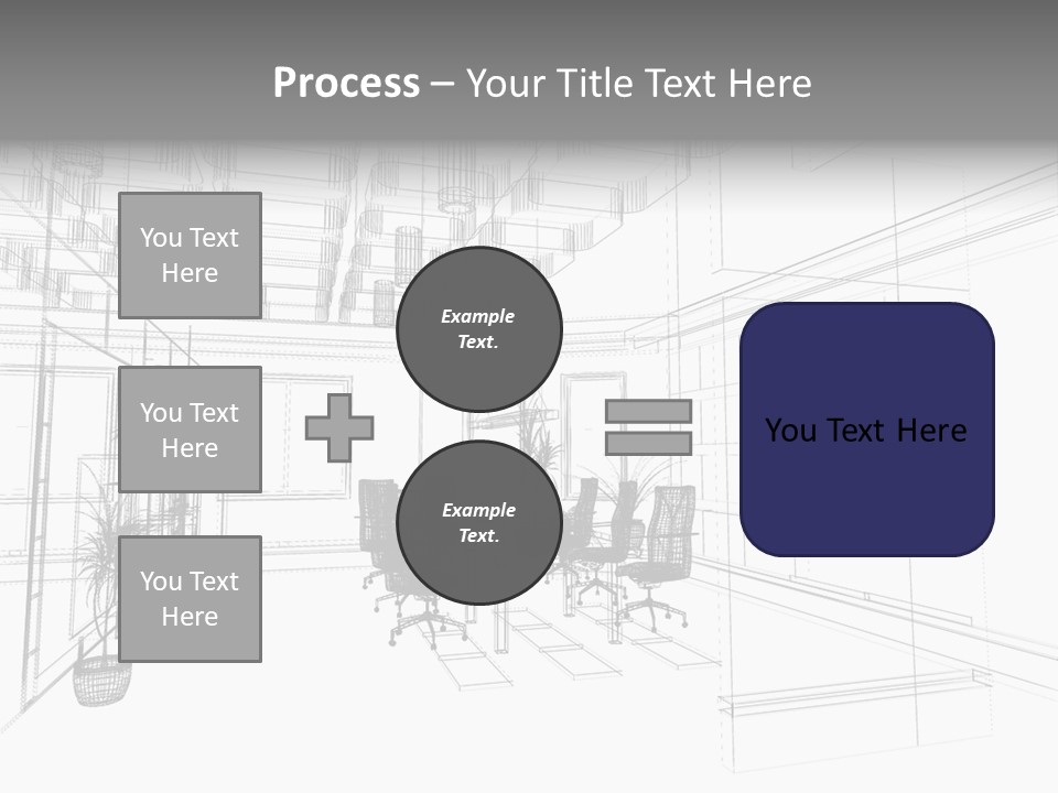 A Drawing Of A Room With Chairs And Desks PowerPoint Template