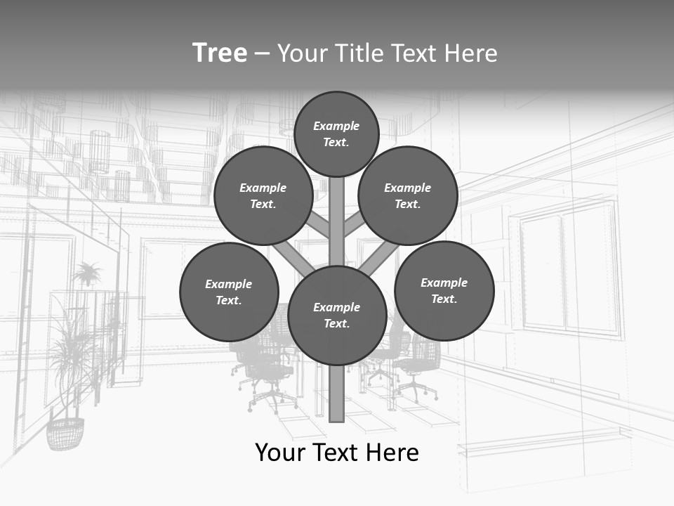 A Drawing Of A Room With Chairs And Desks PowerPoint Template