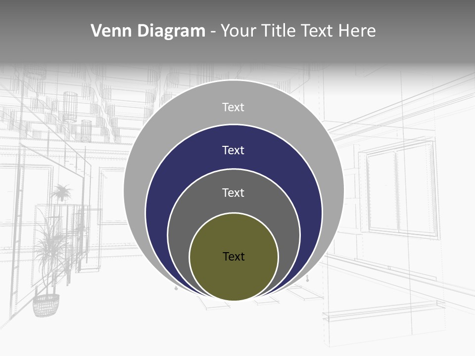 A Drawing Of A Room With Chairs And Desks PowerPoint Template