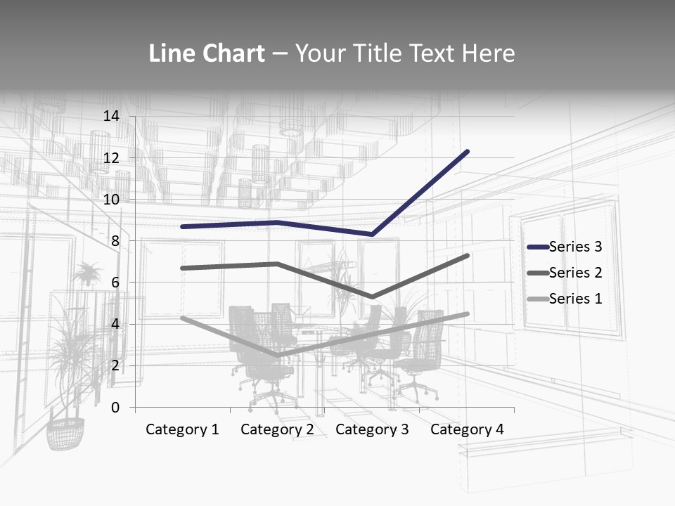 A Drawing Of A Room With Chairs And Desks PowerPoint Template