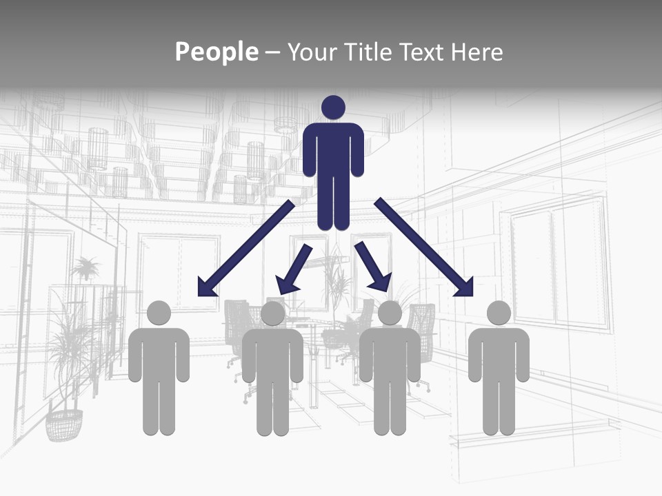 A Drawing Of A Room With Chairs And Desks PowerPoint Template