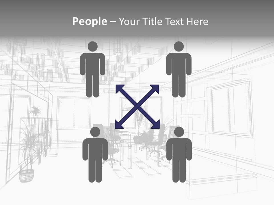 A Drawing Of A Room With Chairs And Desks PowerPoint Template