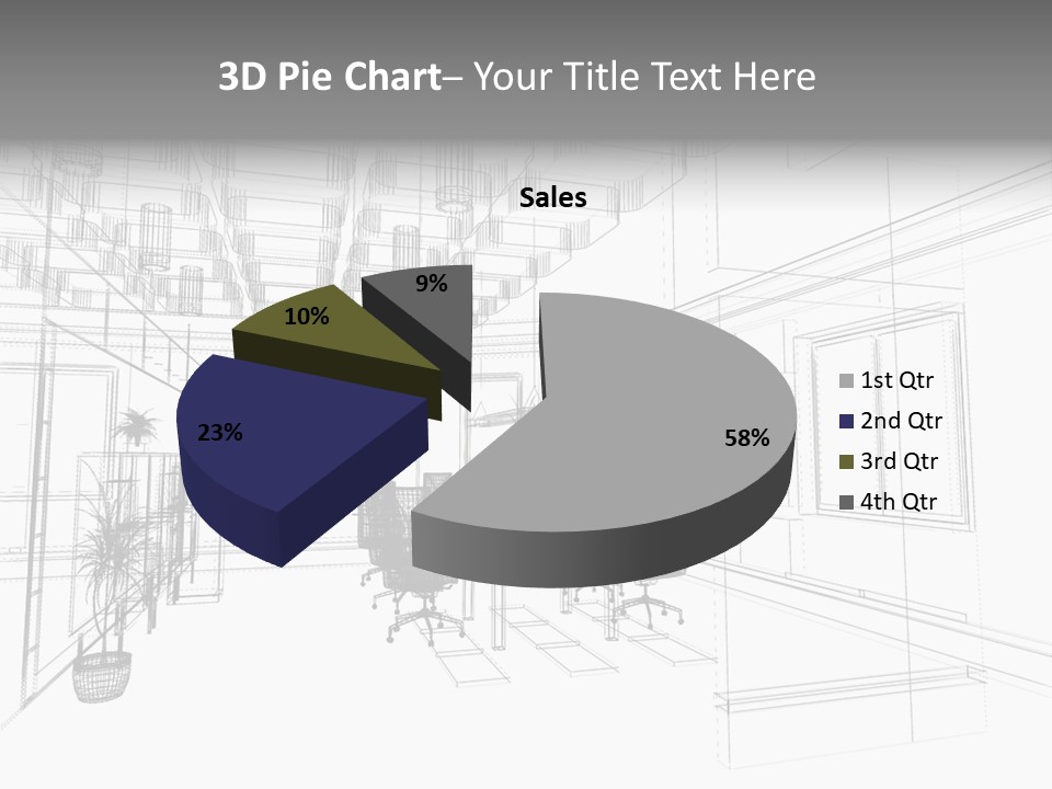 A Drawing Of A Room With Chairs And Desks PowerPoint Template