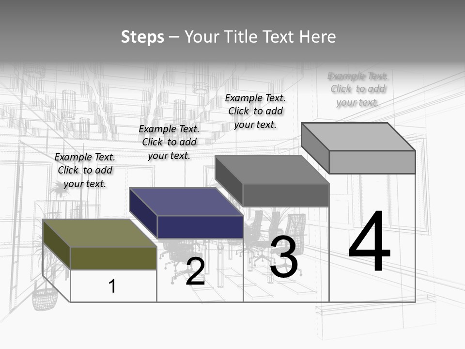 A Drawing Of A Room With Chairs And Desks PowerPoint Template