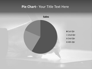 Hand At Desk Signing Paperwork/Document/ Contract Or Making Notes - Black And White Image. PowerPoint Template