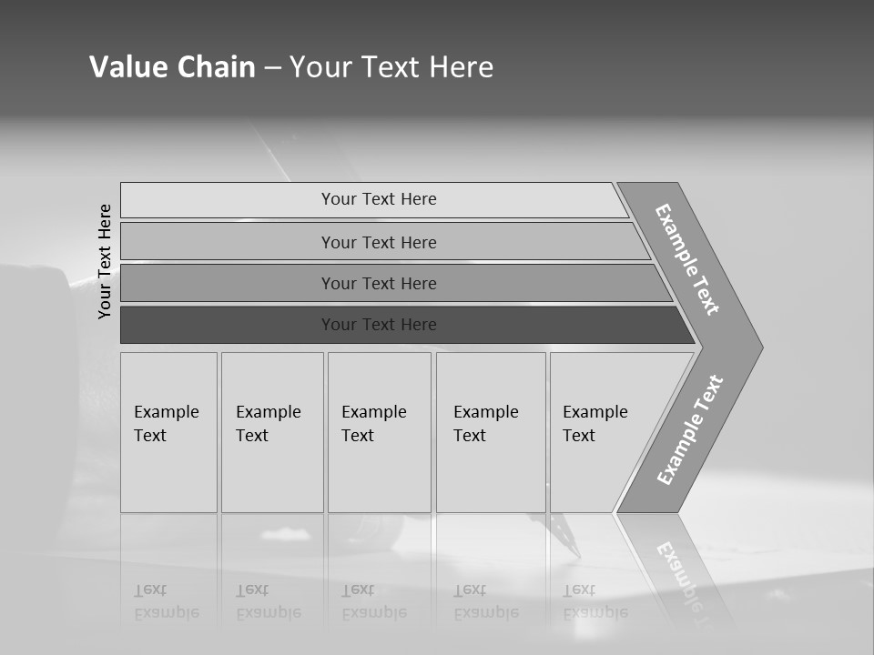 Hand At Desk Signing Paperwork/Document/ Contract Or Making Notes - Black And White Image. PowerPoint Template