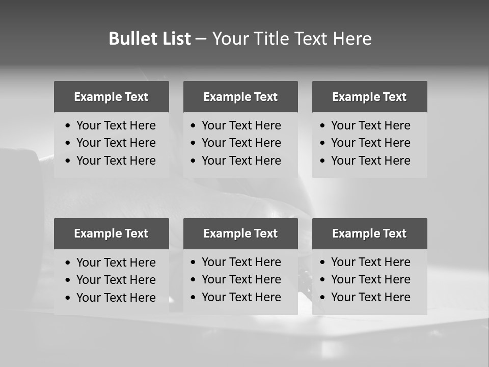 Hand At Desk Signing Paperwork/Document/ Contract Or Making Notes - Black And White Image. PowerPoint Template