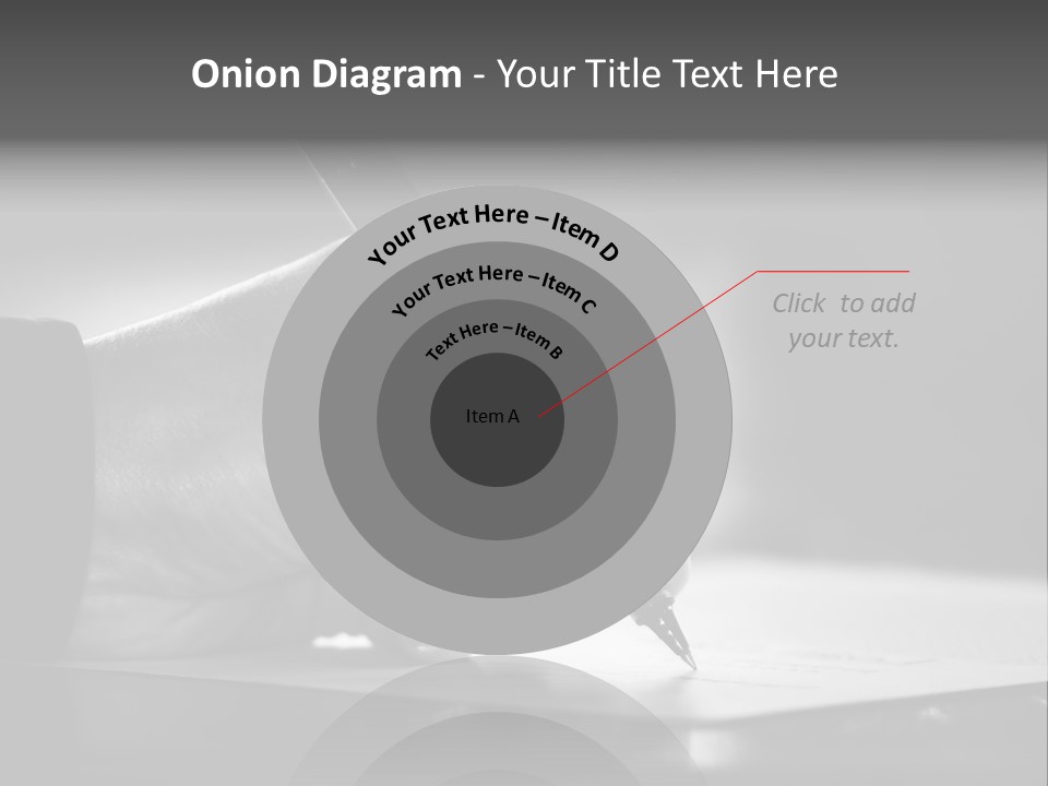 Hand At Desk Signing Paperwork/Document/ Contract Or Making Notes - Black And White Image. PowerPoint Template