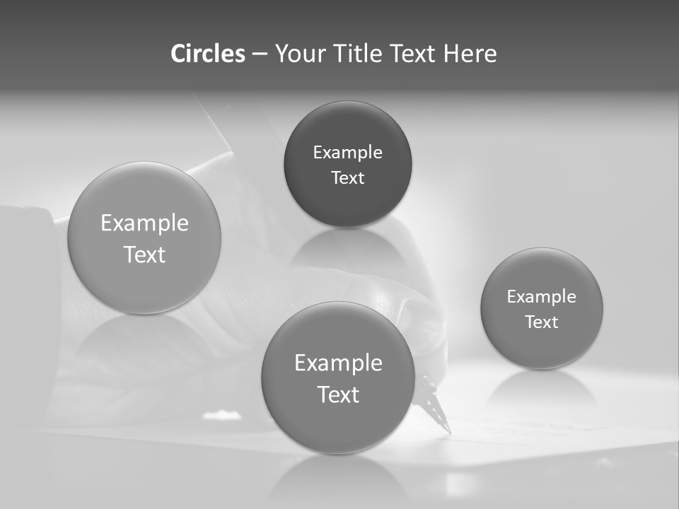 Hand At Desk Signing Paperwork/Document/ Contract Or Making Notes - Black And White Image. PowerPoint Template