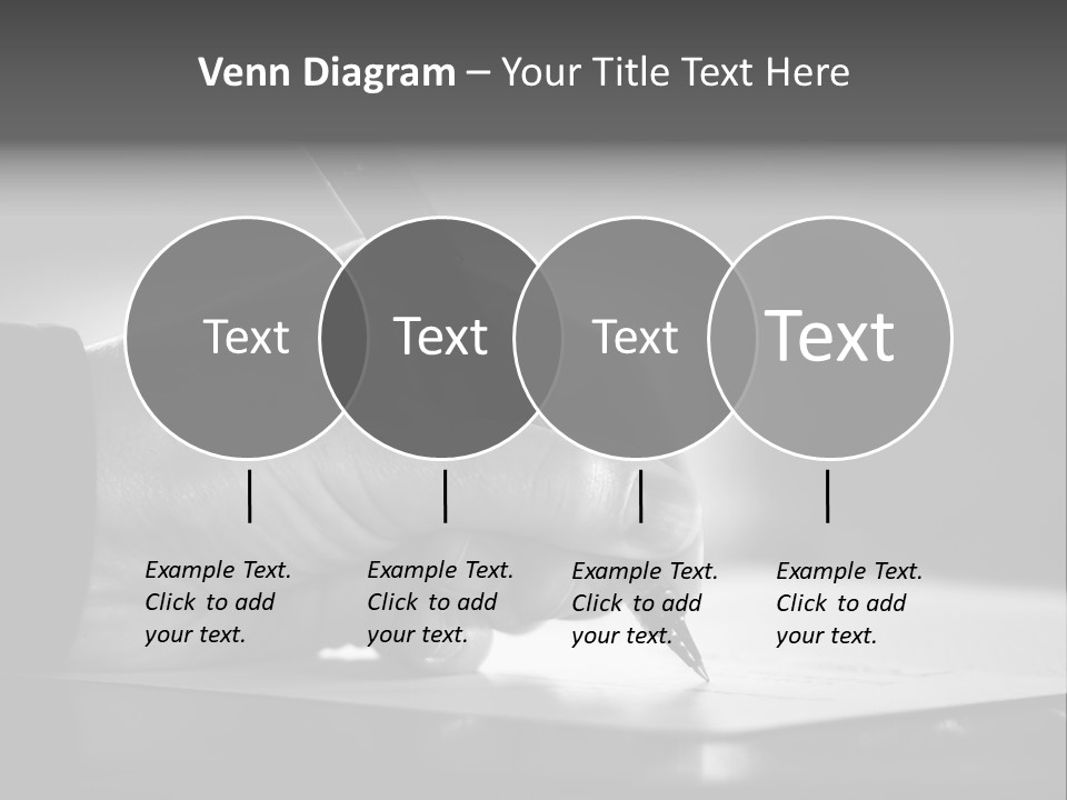 Hand At Desk Signing Paperwork/Document/ Contract Or Making Notes - Black And White Image. PowerPoint Template
