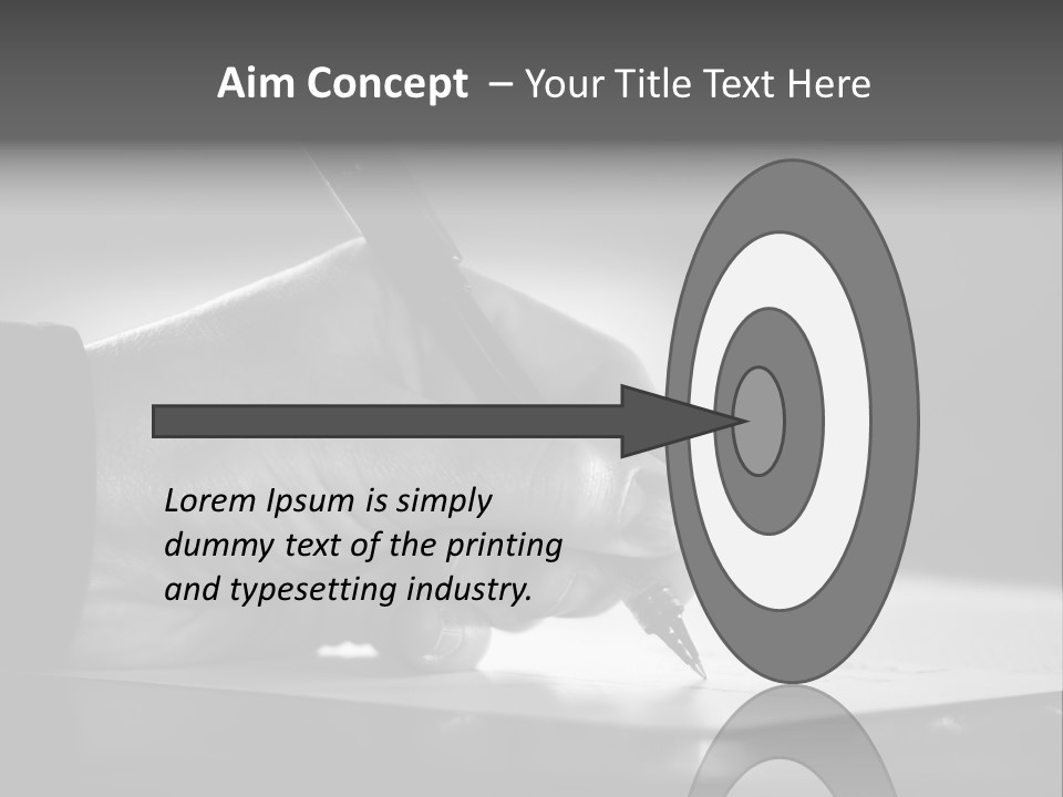 Hand At Desk Signing Paperwork/Document/ Contract Or Making Notes - Black And White Image. PowerPoint Template