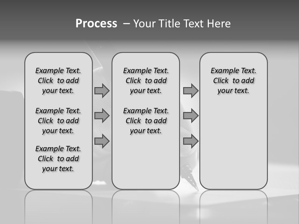 Hand At Desk Signing Paperwork/Document/ Contract Or Making Notes - Black And White Image. PowerPoint Template