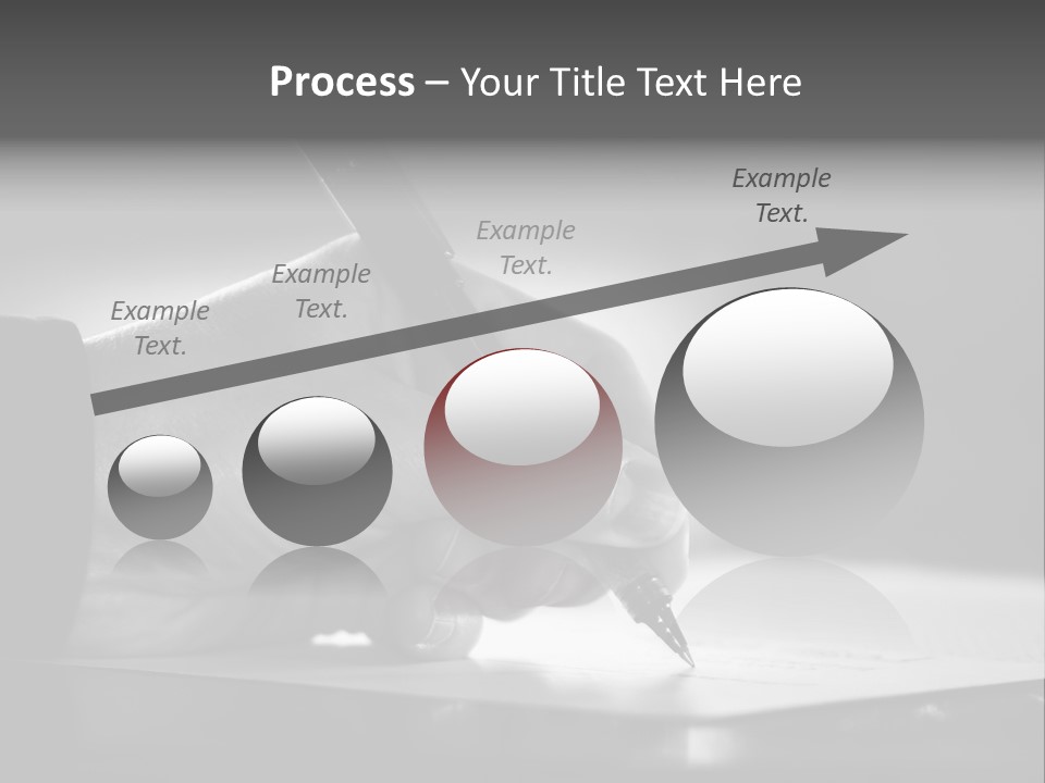 Hand At Desk Signing Paperwork/Document/ Contract Or Making Notes - Black And White Image. PowerPoint Template