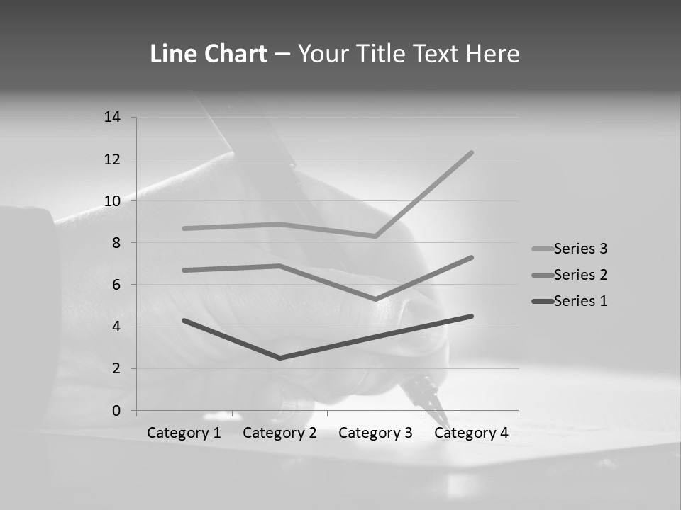 Hand At Desk Signing Paperwork/Document/ Contract Or Making Notes - Black And White Image. PowerPoint Template