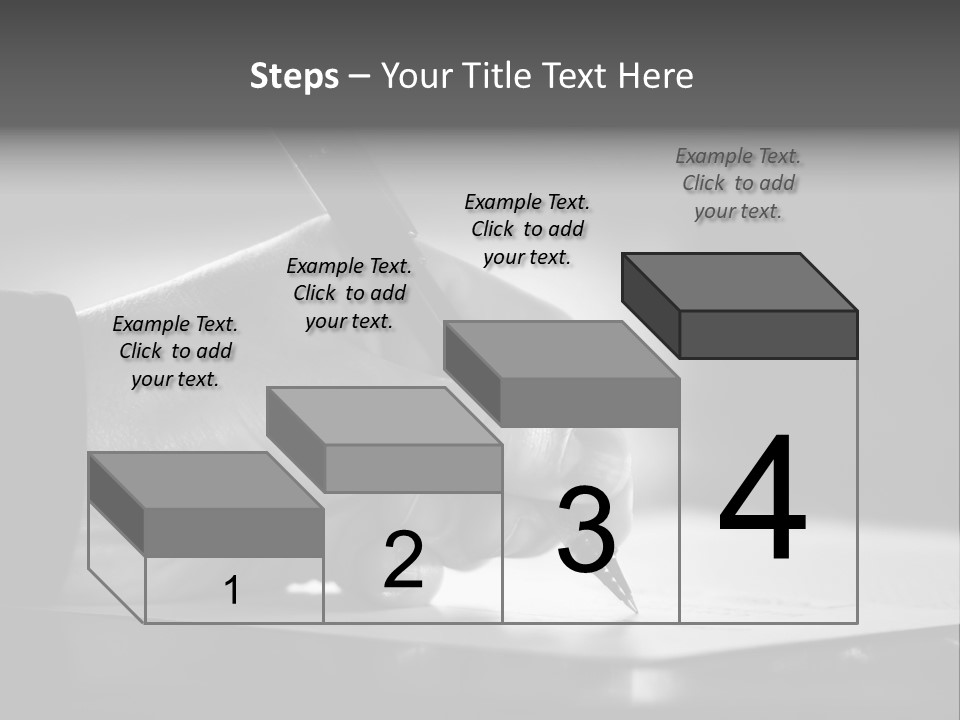 Hand At Desk Signing Paperwork/Document/ Contract Or Making Notes - Black And White Image. PowerPoint Template