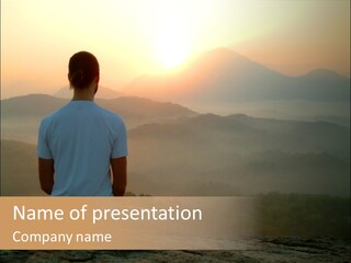 Man Meditating At Sunrise PowerPoint Template