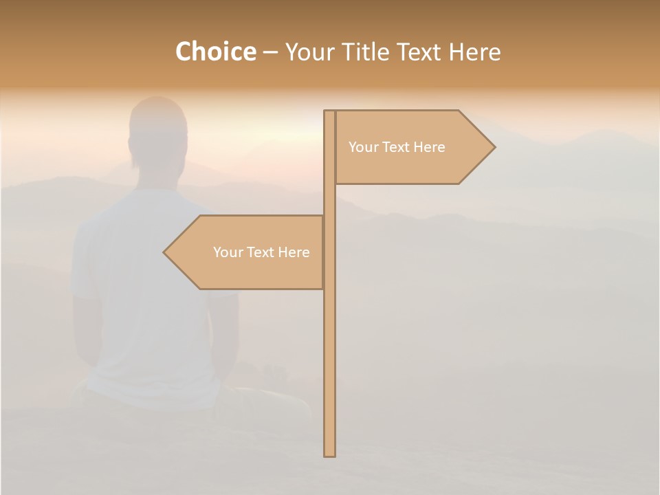 Man Meditating At Sunrise PowerPoint Template