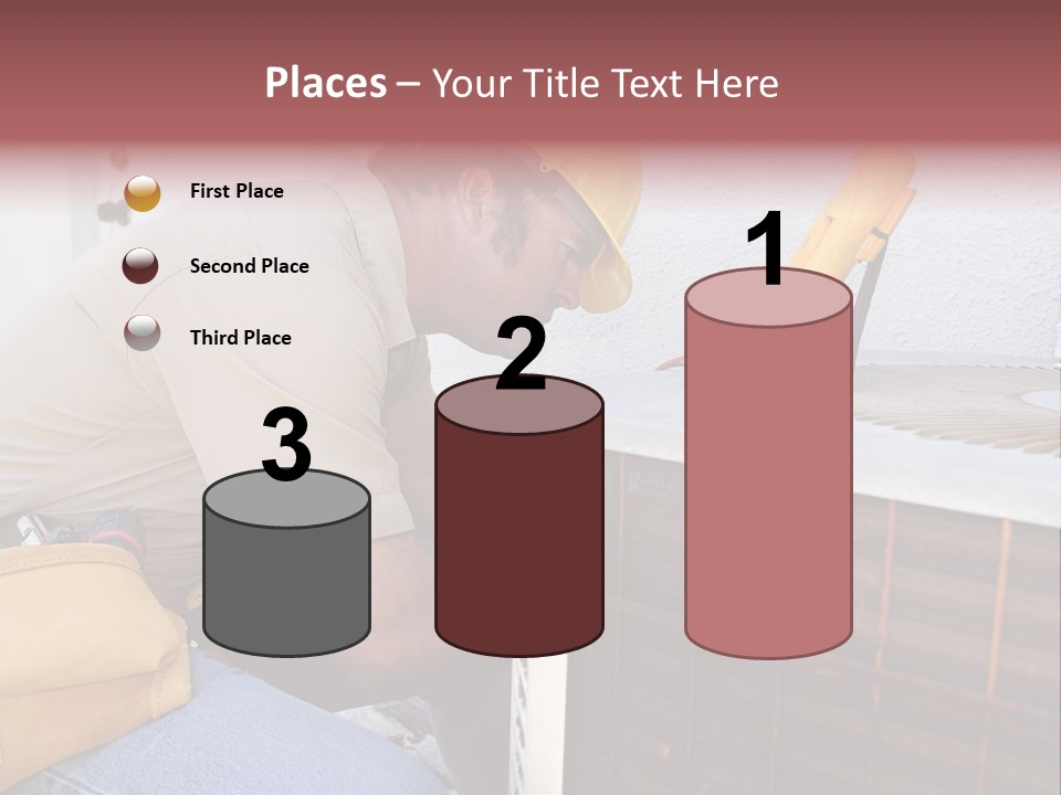 An Air Conditioning Repairman Working On A Compressor Unit. PowerPoint Template