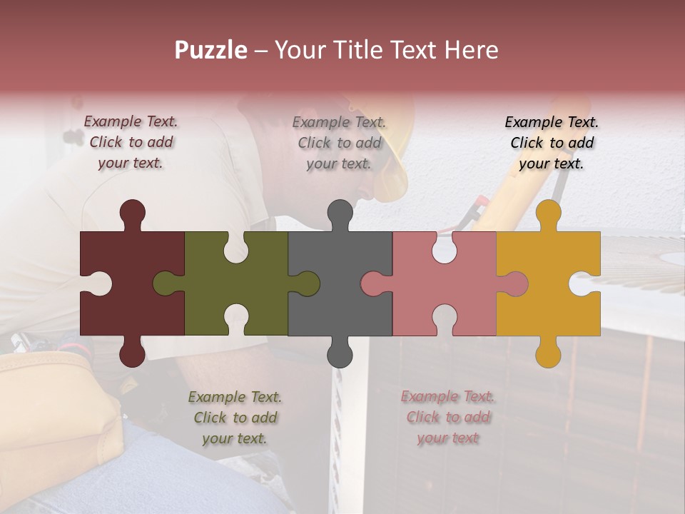 An Air Conditioning Repairman Working On A Compressor Unit. PowerPoint Template