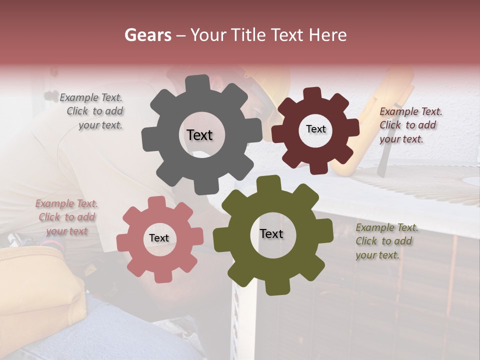 An Air Conditioning Repairman Working On A Compressor Unit. PowerPoint Template