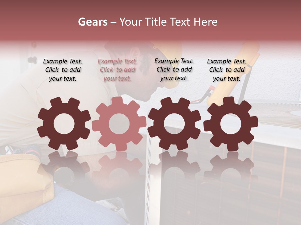 An Air Conditioning Repairman Working On A Compressor Unit. PowerPoint Template