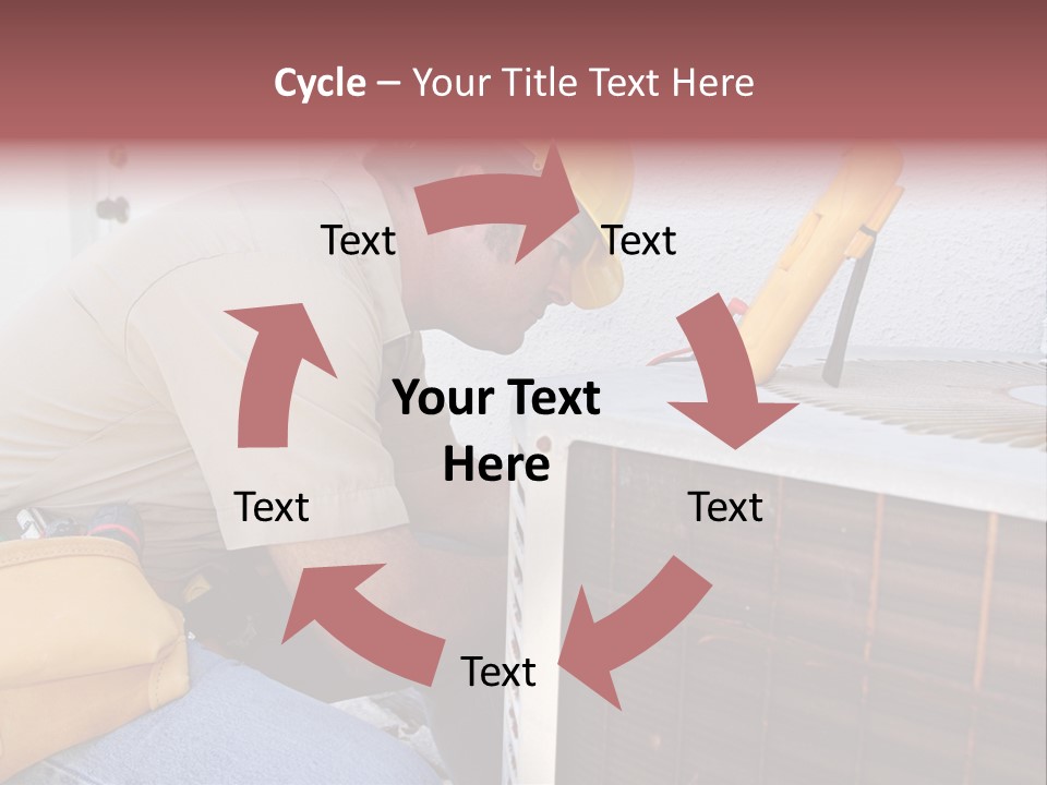 An Air Conditioning Repairman Working On A Compressor Unit. PowerPoint Template
