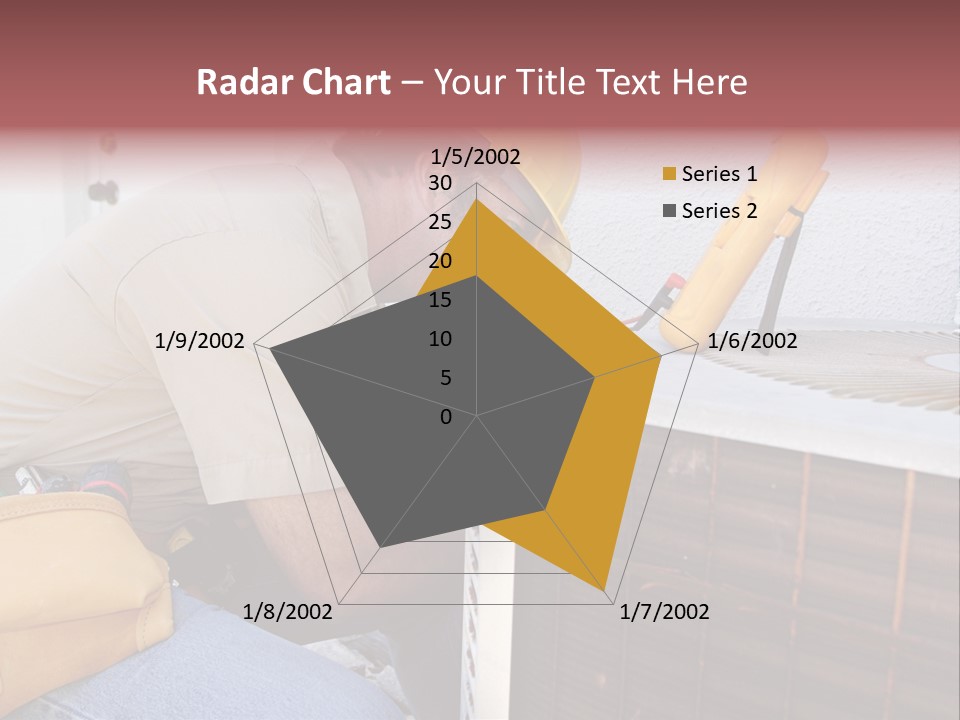 An Air Conditioning Repairman Working On A Compressor Unit. PowerPoint Template