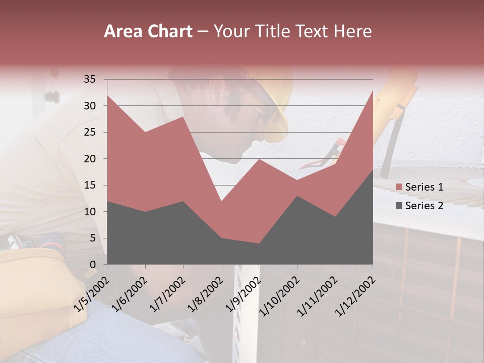 An Air Conditioning Repairman Working On A Compressor Unit. PowerPoint Template