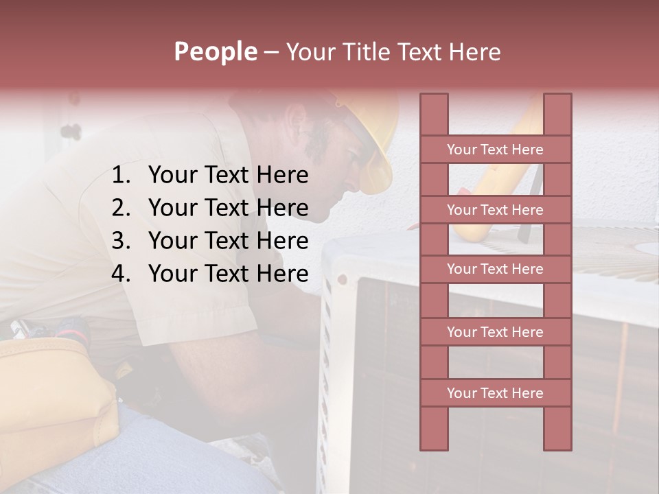 An Air Conditioning Repairman Working On A Compressor Unit. PowerPoint Template