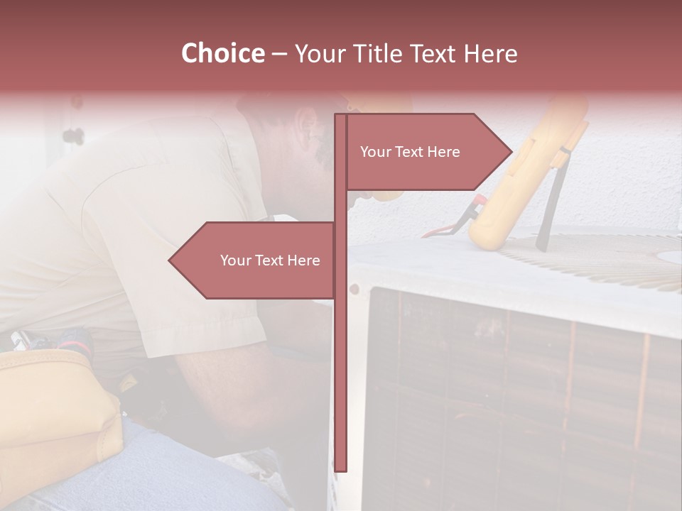An Air Conditioning Repairman Working On A Compressor Unit. PowerPoint Template