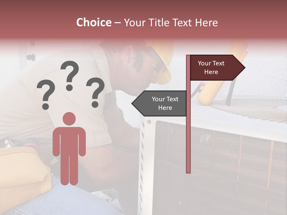 An Air Conditioning Repairman Working On A Compressor Unit. PowerPoint Template