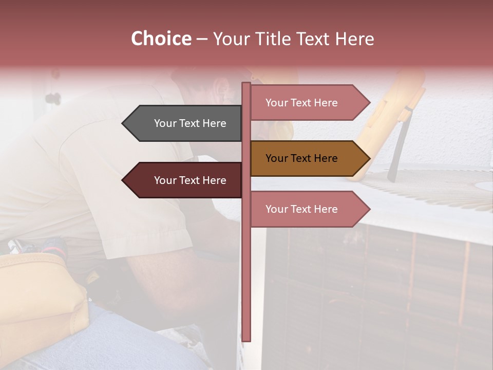 An Air Conditioning Repairman Working On A Compressor Unit. PowerPoint Template
