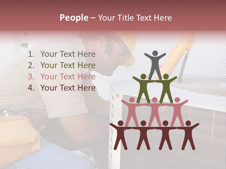 An Air Conditioning Repairman Working On A Compressor Unit. PowerPoint Template