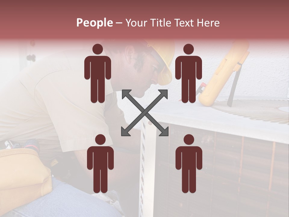 An Air Conditioning Repairman Working On A Compressor Unit. PowerPoint Template
