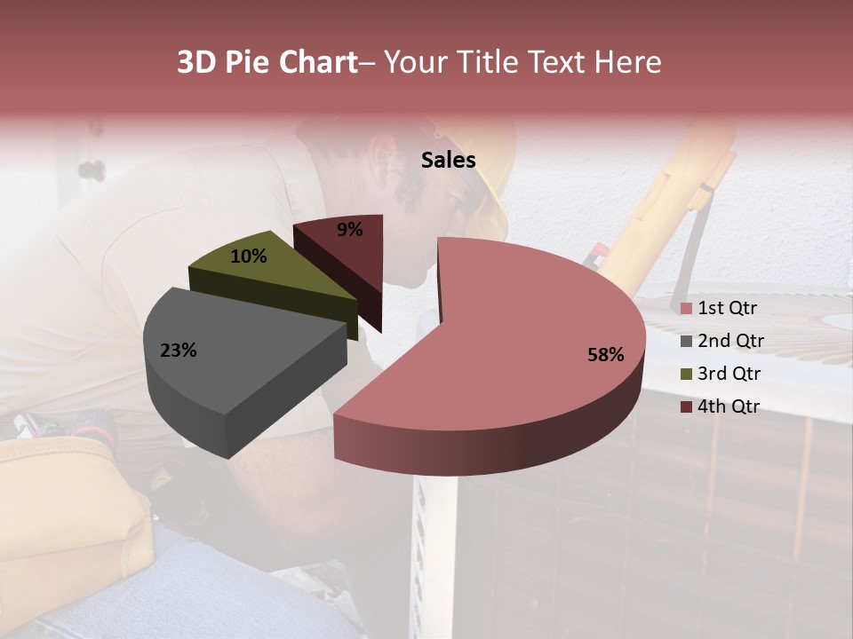 An Air Conditioning Repairman Working On A Compressor Unit. PowerPoint Template