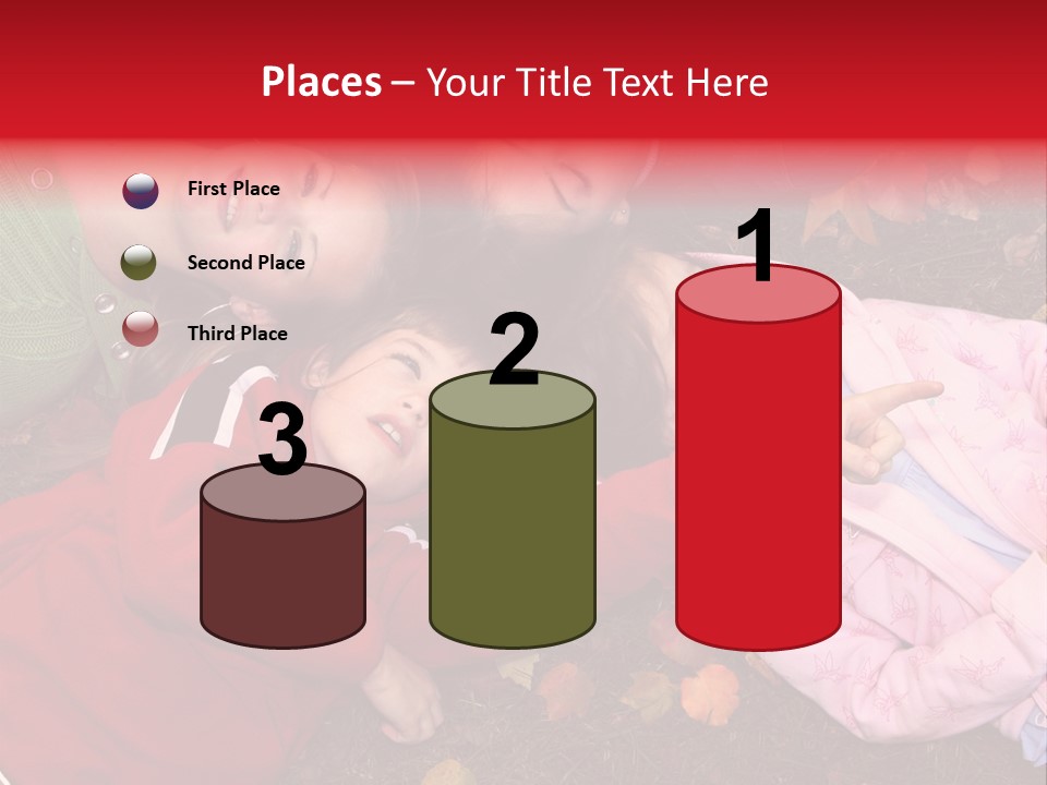 Children Relaxing On Autumn Grass PowerPoint Template