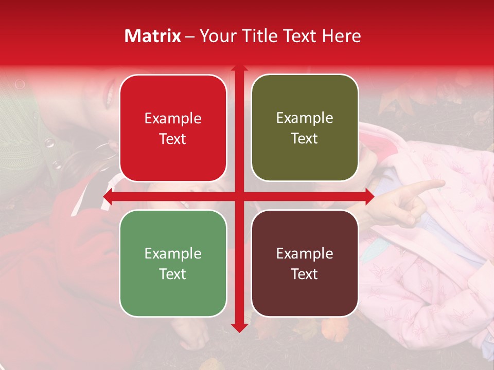 Children Relaxing On Autumn Grass PowerPoint Template