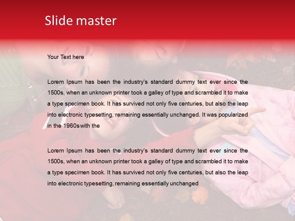 Children Relaxing On Autumn Grass PowerPoint Template