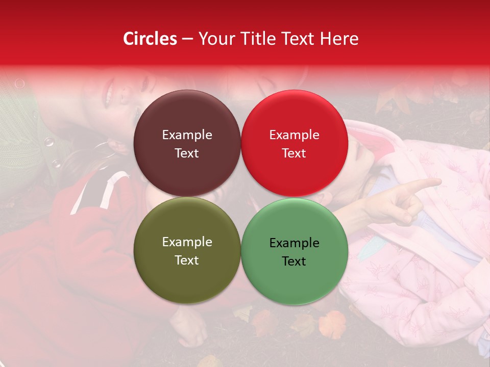 Children Relaxing On Autumn Grass PowerPoint Template