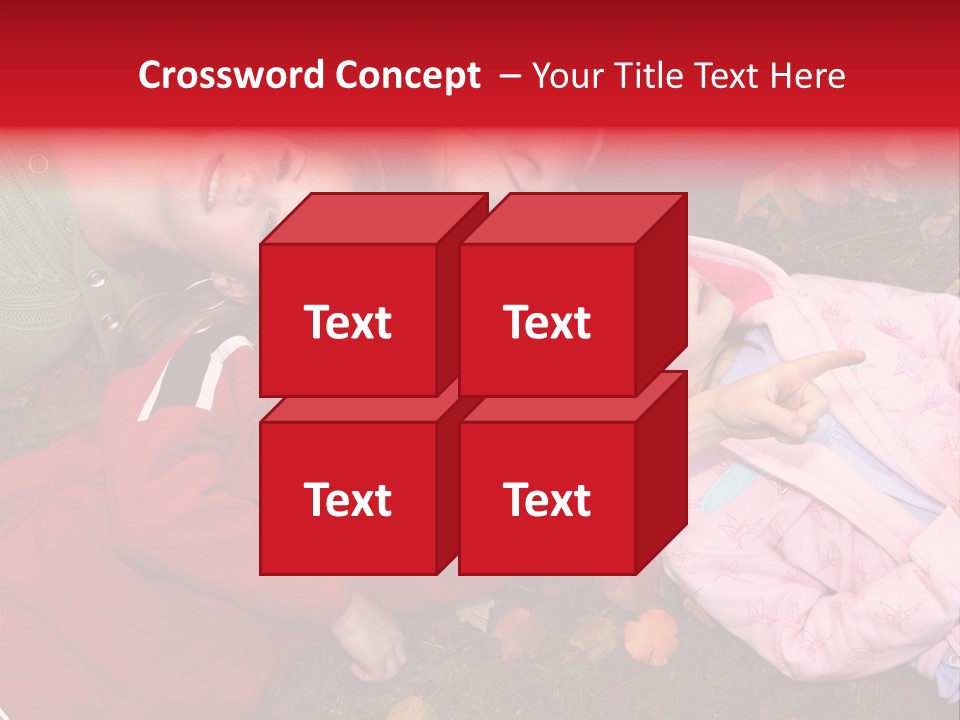 Children Relaxing On Autumn Grass PowerPoint Template