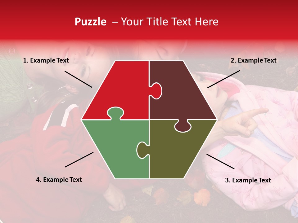 Children Relaxing On Autumn Grass PowerPoint Template