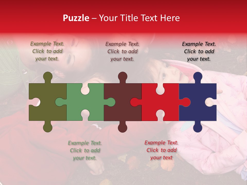 Children Relaxing On Autumn Grass PowerPoint Template