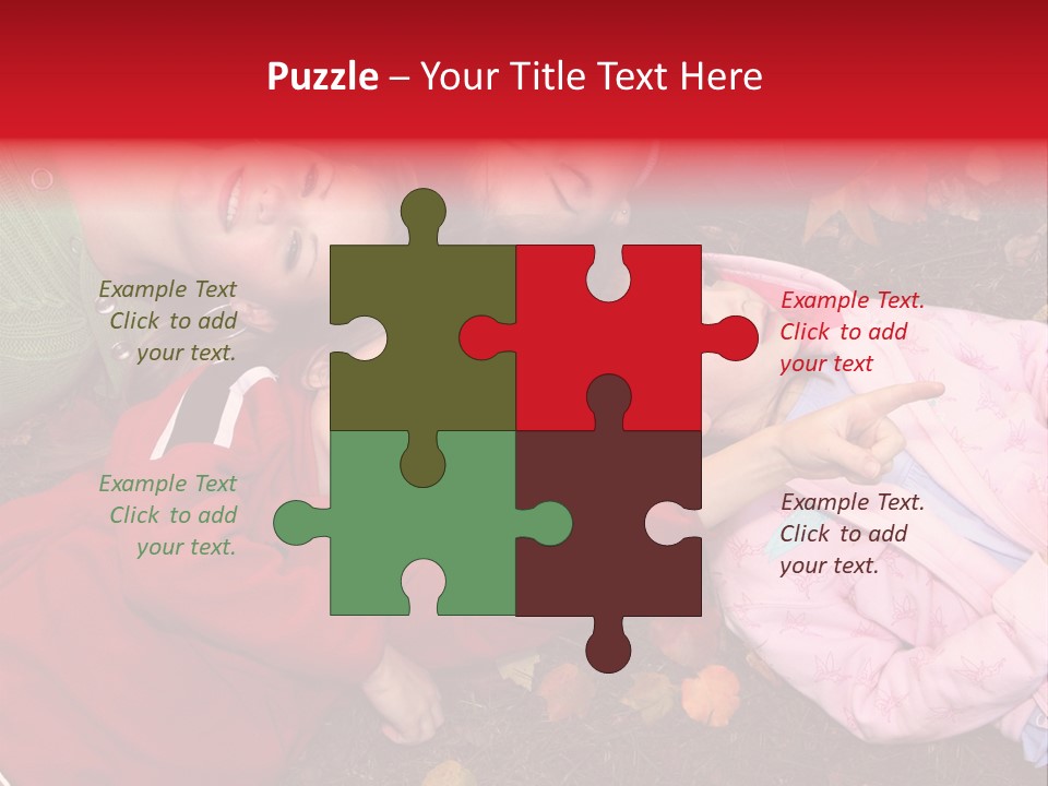 Children Relaxing On Autumn Grass PowerPoint Template