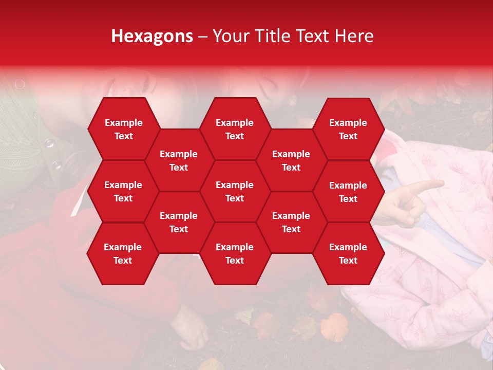 Children Relaxing On Autumn Grass PowerPoint Template