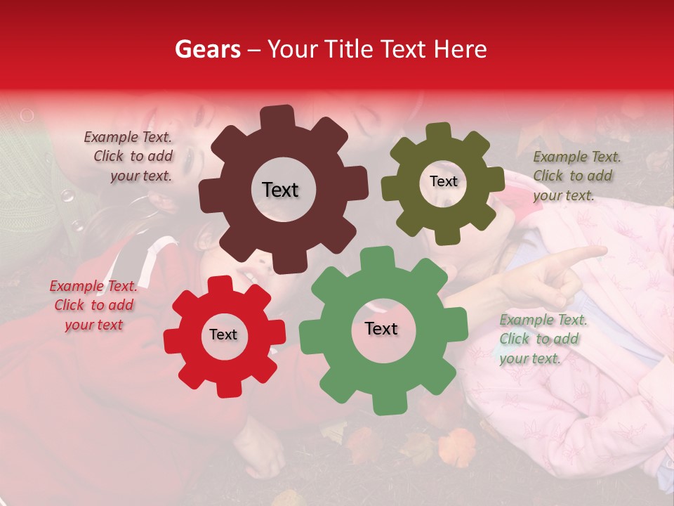 Children Relaxing On Autumn Grass PowerPoint Template