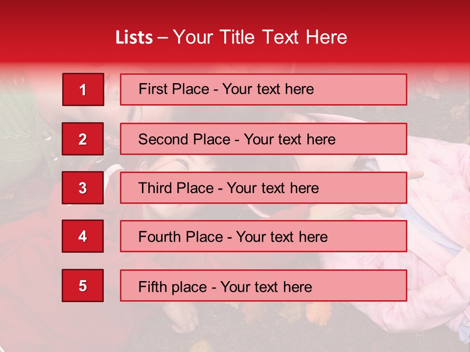 Children Relaxing On Autumn Grass PowerPoint Template