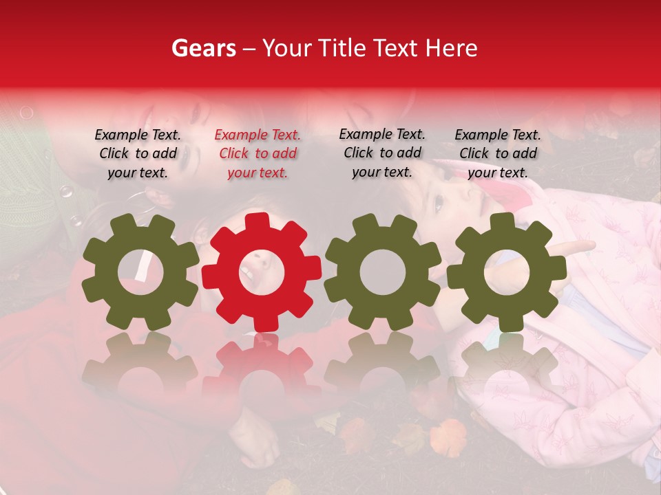 Children Relaxing On Autumn Grass PowerPoint Template