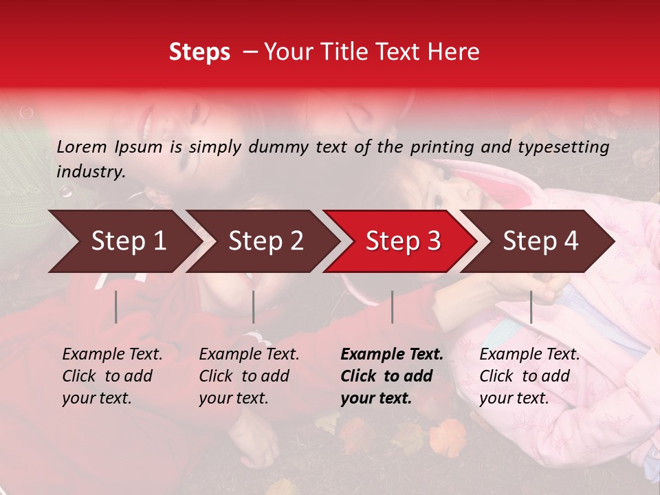 Children Relaxing On Autumn Grass PowerPoint Template