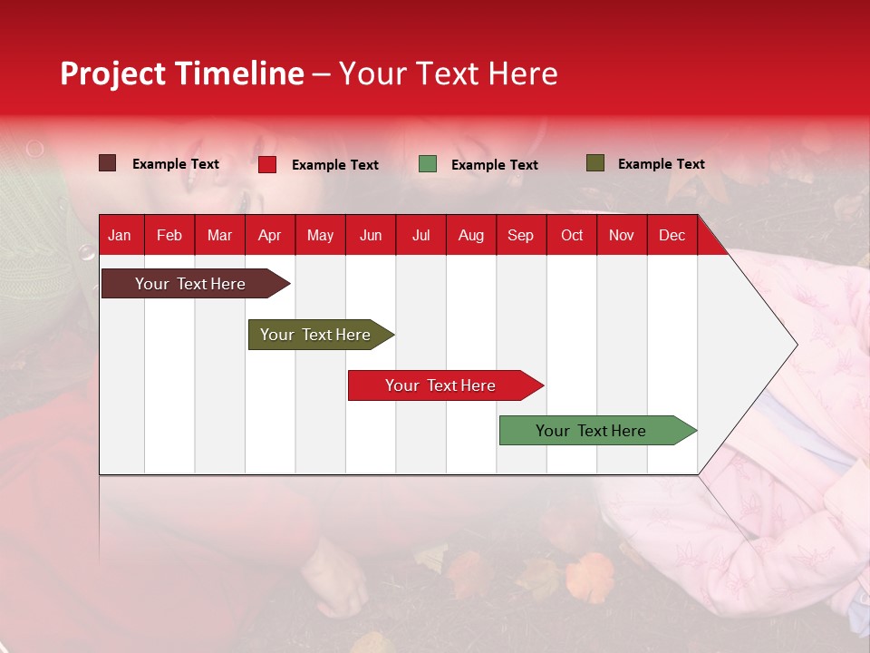 Children Relaxing On Autumn Grass PowerPoint Template