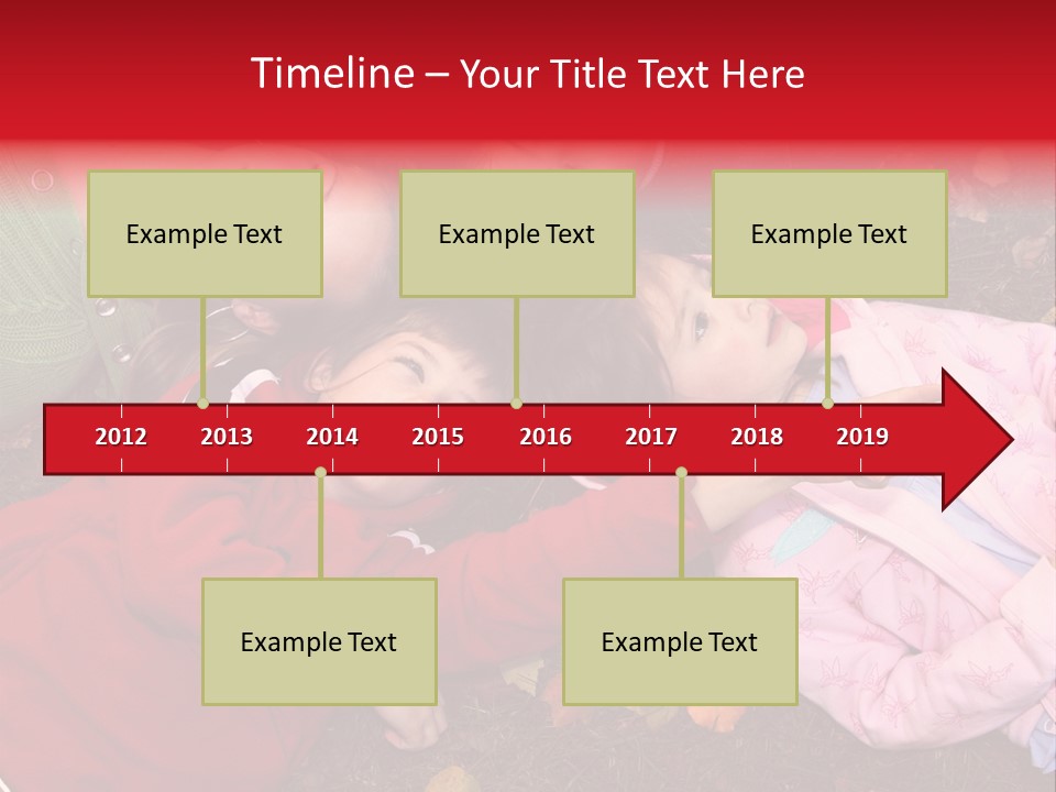 Children Relaxing On Autumn Grass PowerPoint Template